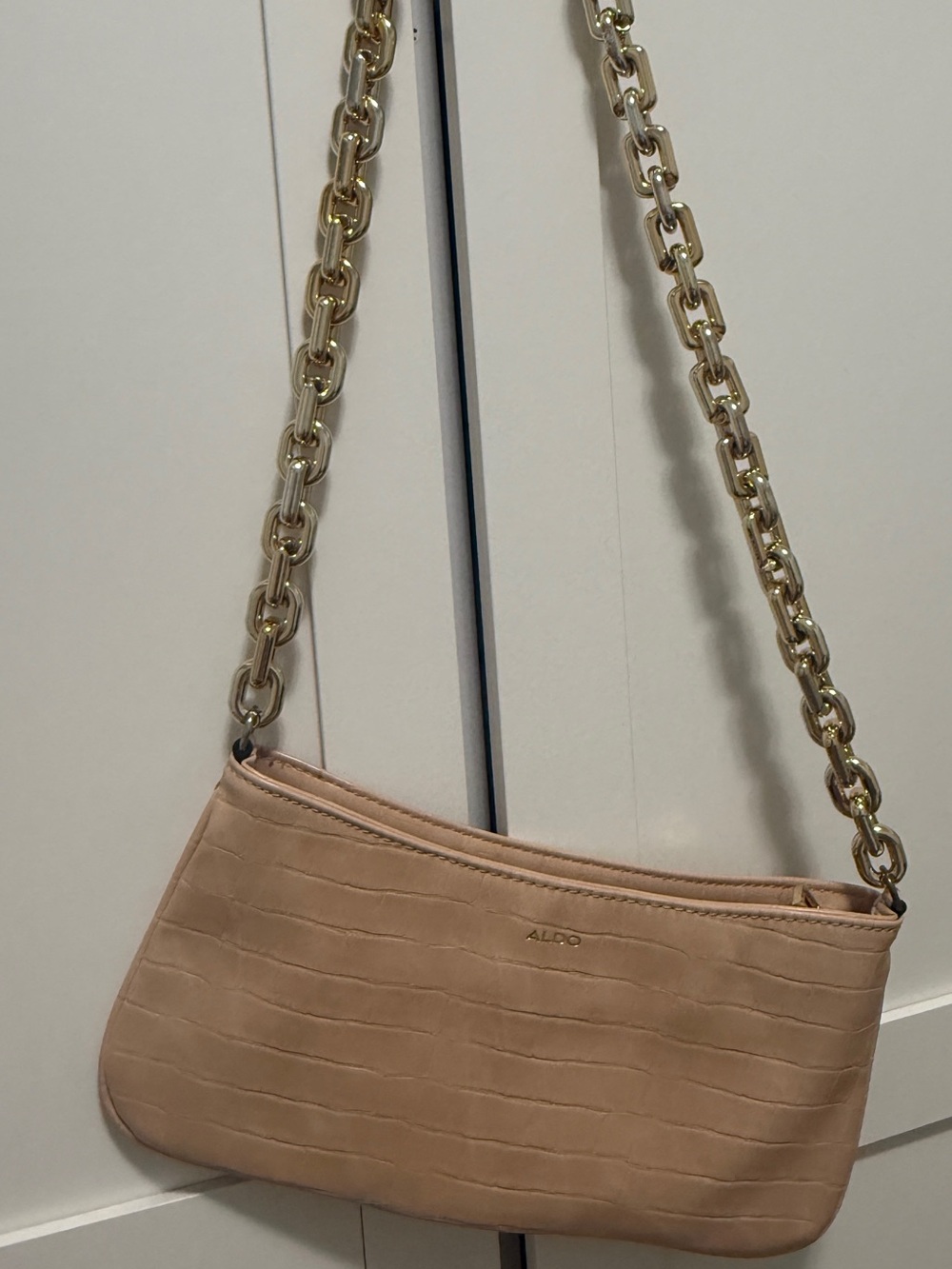 ALDO Textured Shoulder Bag with Gold Chain